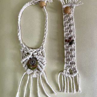 Unakite macrame necklace and bracelet set
