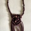 Chocolate macrame necklace with gems