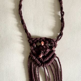 Chocolate macrame necklace with gems