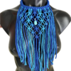 Blue macrame necklace with turquoise crystal