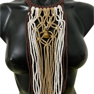 Choc malt macrame necklace with tigers eye crystal